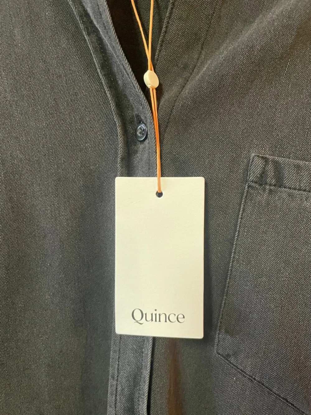 NWT Quince Women's
Distressed Denim Black Wash Shirt Dress FLAWED Size L. - Picture 4 of 10